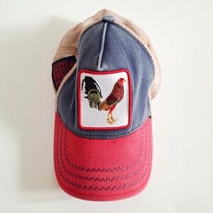 Gold Star Red Blue Rooster Trucker Hat Snapback Cap